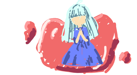 白发少女祈祷在血池里